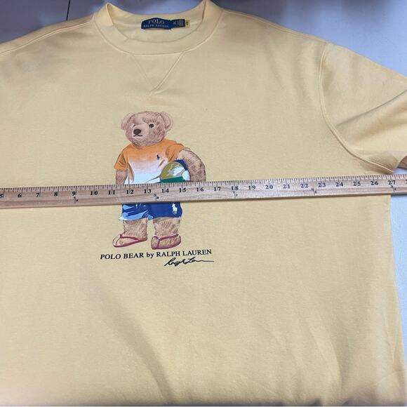 Polo Ralph Lauren yellow pullover sweatshirt Polo beach bear size XLT - Picture 11 of 11